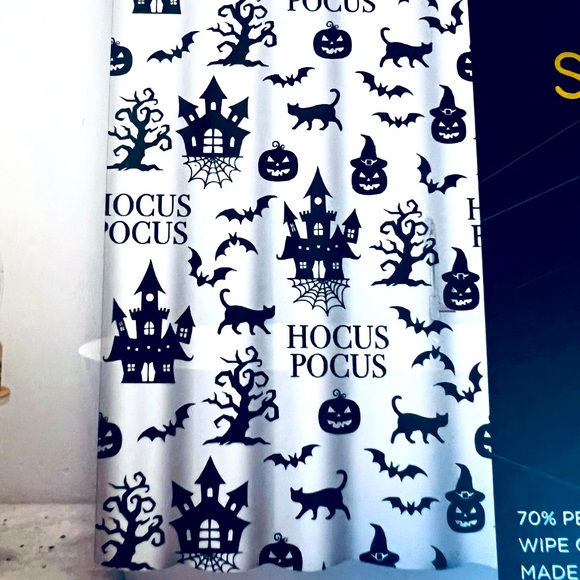 Halloween Hocus Pocus Haunted Peva Shower Curtain with Metal Grommets Cats - Picture 1 of 6